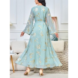 Middle Eastern Arabic Collar Dress Dubai Export Women's Loose Abaya Long Robe Gown