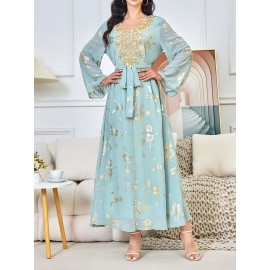 Middle Eastern Arabic Collar Dress Dubai Export Women's Loose Abaya Long Robe Gown