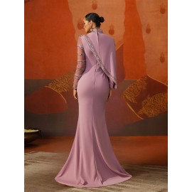 Women's Elegant Formal Evening gown - Long Formal Party Dress in Lavender Pink, A-Line Silhouette with flared Hem, Perfect for Weddings, Galas, Proms - Luxury Evening Wear for Women