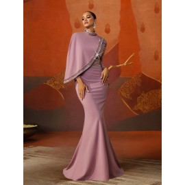 Women's Elegant Formal Evening gown - Long Formal Party Dress in Lavender Pink, A-Line Silhouette with flared Hem, Perfect for Weddings, Galas, Proms - Luxury Evening Wear for Women