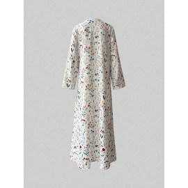 2pcs Elegant Open Abaya & Matching Headscarf Set - Floral Print, Long Sleeve, Loose Fit for Women - Ideal for Spring/Summer Outfits, Versatile Long Abaya|Floral Print Abaya|Traditional Abaya