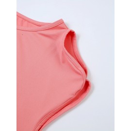 [Disney Coral Pink T-Shirt] Disney Women's Coral Pink Sleeveless T-Shirt | Magical Castle & Stars Print, Round Neck Summer Top, Lightweight Polyester Blend, Perfect for Disneyland or Disney-Themed Outfits