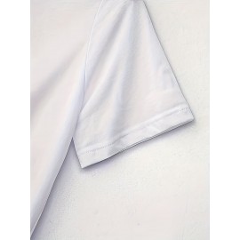 [Nature Print Women's T-Shirt] Nature-Inspired Geometric Print Women's Casual Short Sleeve T-Shirt | Breathable Semi-Sheer Fabric, Forest Scene with Trees, Birds & Compass Design, Machine Washable, Regular Fit for Outdoor Camping & Casual Attire