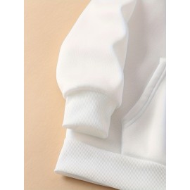 Women's Cozy Cartoon Print Hoodie - Casual Drawstring Pullover with Kangaroo Pocket, Perfect for Fall & Winter