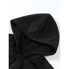 New Disney Tinker Bell Fairy Print Double-Sided Design, Women's Hooded Sweatshirt with Zipper and Drawstring, Long Sleeve Round Neck Pullover Hoodie - Stylish Casual Versatile Long Sleeve Hoodie with Dual Pockets