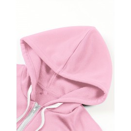 New Disney Tinker Bell Fairy Print Double-Sided Design, Women's Hooded Sweatshirt with Zipper and Drawstring, Long Sleeve Round Neck Pullover Hoodie - Stylish Casual Versatile Long Sleeve Hoodie with Dual Pockets